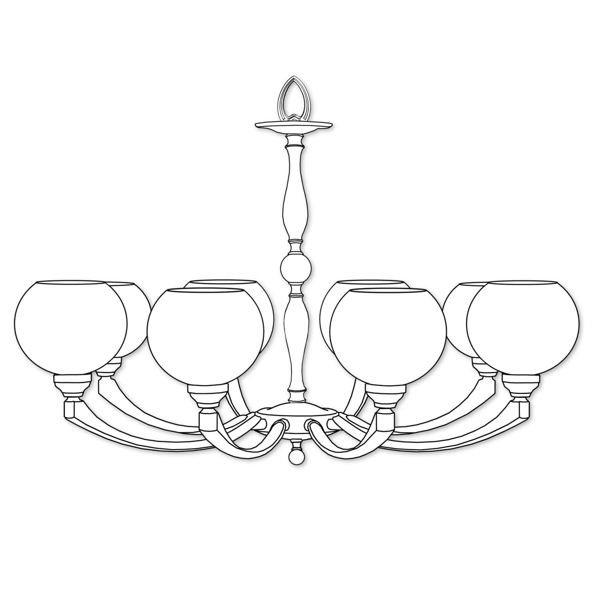 Alabaster Globes 8 Light Chandelier - Tianguang Alabaster Lighting