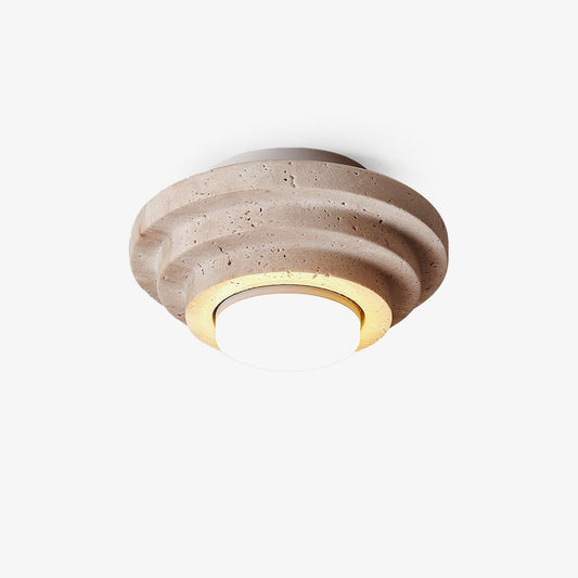 Aperture Ceiling Lamp Travertine Ceiling Light 6.7 in Dia - Tianguang Alabaster Lighting