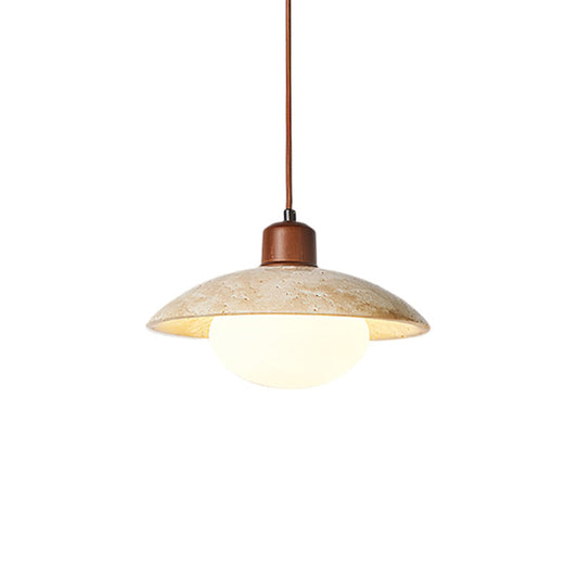 Aria Disc Travertine Pendant Lamp 9.8 in Dia Walnut - Tianguang Alabaster Lighting