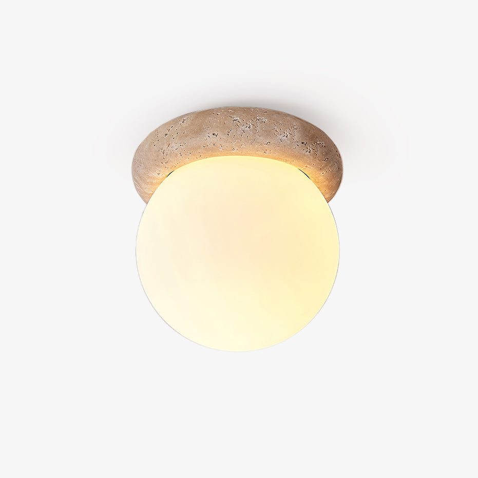 Asteroid Ceiling Lamp Travertine Ceiling Light 6.3 in Dia - Tianguang Alabaster Lighting