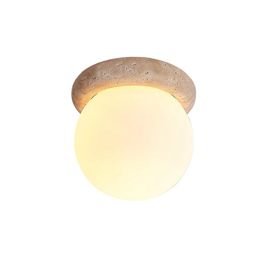 Asteroid Ceiling Lamp 6.3" Travertine Ceiling Light - Tianguang Alabaster Lighting