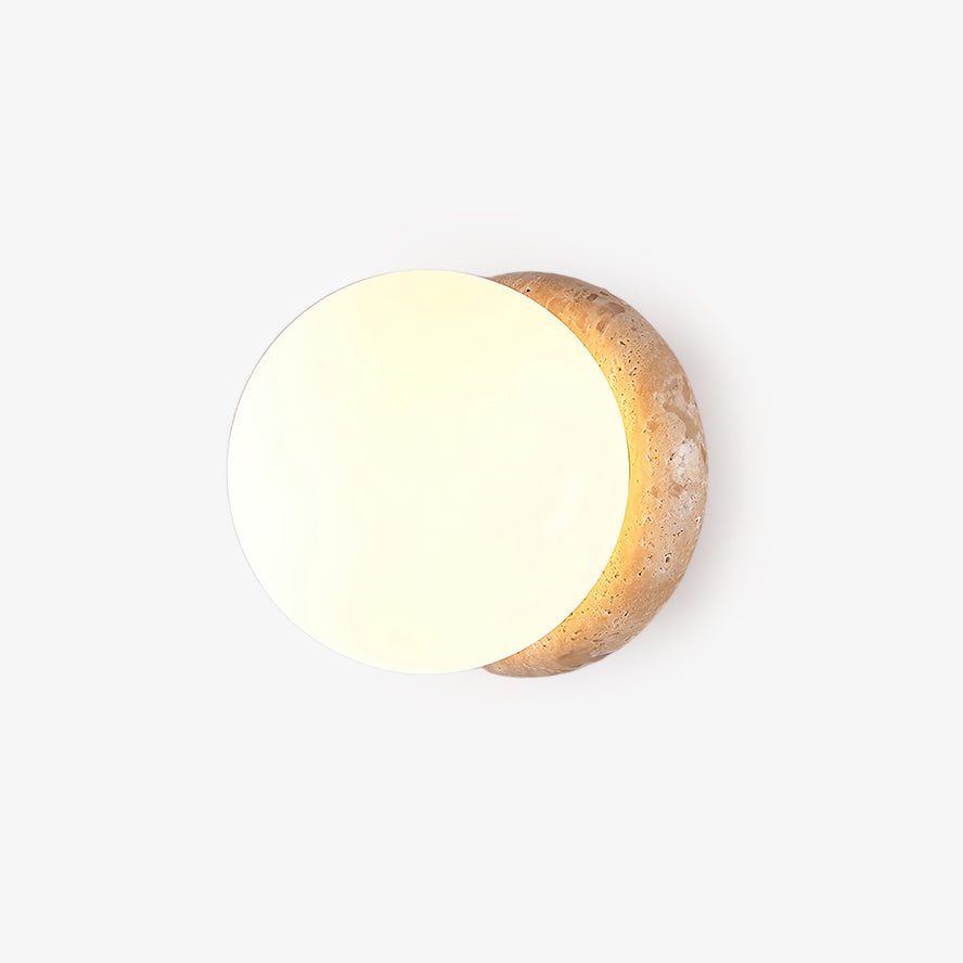 Asteroid Travertine Wall Light 6.3 in Dia Yellow Travertine - Tianguang Alabaster Lighting