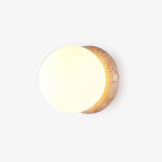 Asteroid Travertine Wall Light 6.3 in Dia Yellow Travertine - Tianguang Alabaster Lighting