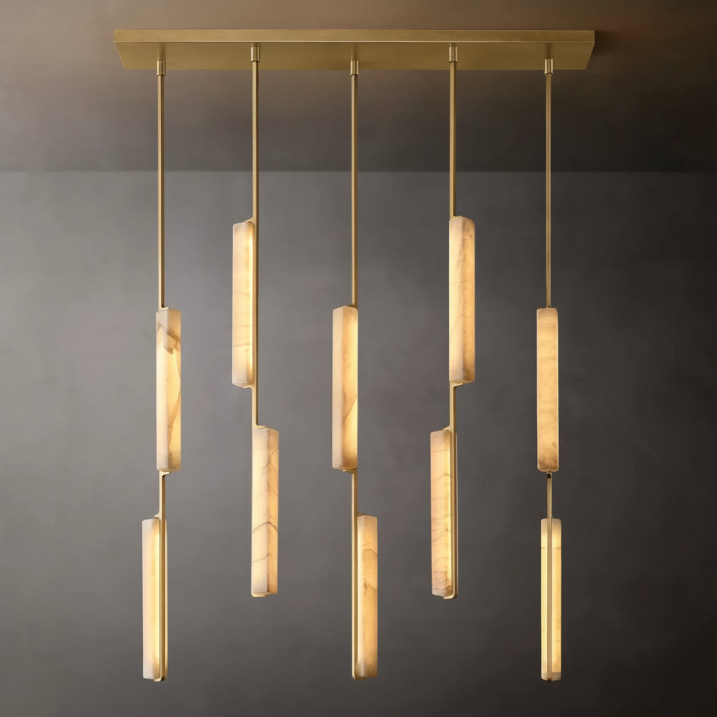 Audor Alabaster Linear Chandelier 54" - Tianguang Alabaster Lighting