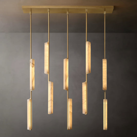 Audor Alabaster Linear Chandelier 54" - Tianguang Alabaster Lighting