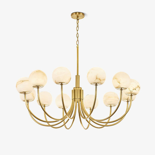 Aurelian Alabaster Globe Chandelier 27.6 in Dia - Tianguang Alabaster Lighting