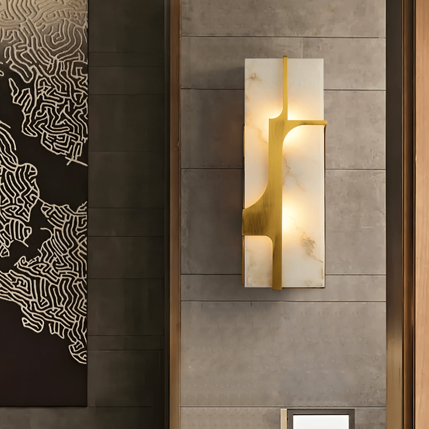 Aurevon Alabaster Wall Light, Hardwired Wall Sconce, detail 2