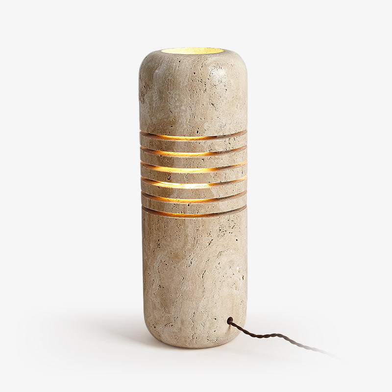 Big Stone Bucket Travertine Floor Lamp 6.9 in Dia - Tianguang Alabaster Lighting