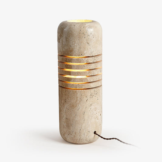 Big Stone Bucket Travertine Floor Lamp 6.9 in Dia - Tianguang Alabaster Lighting