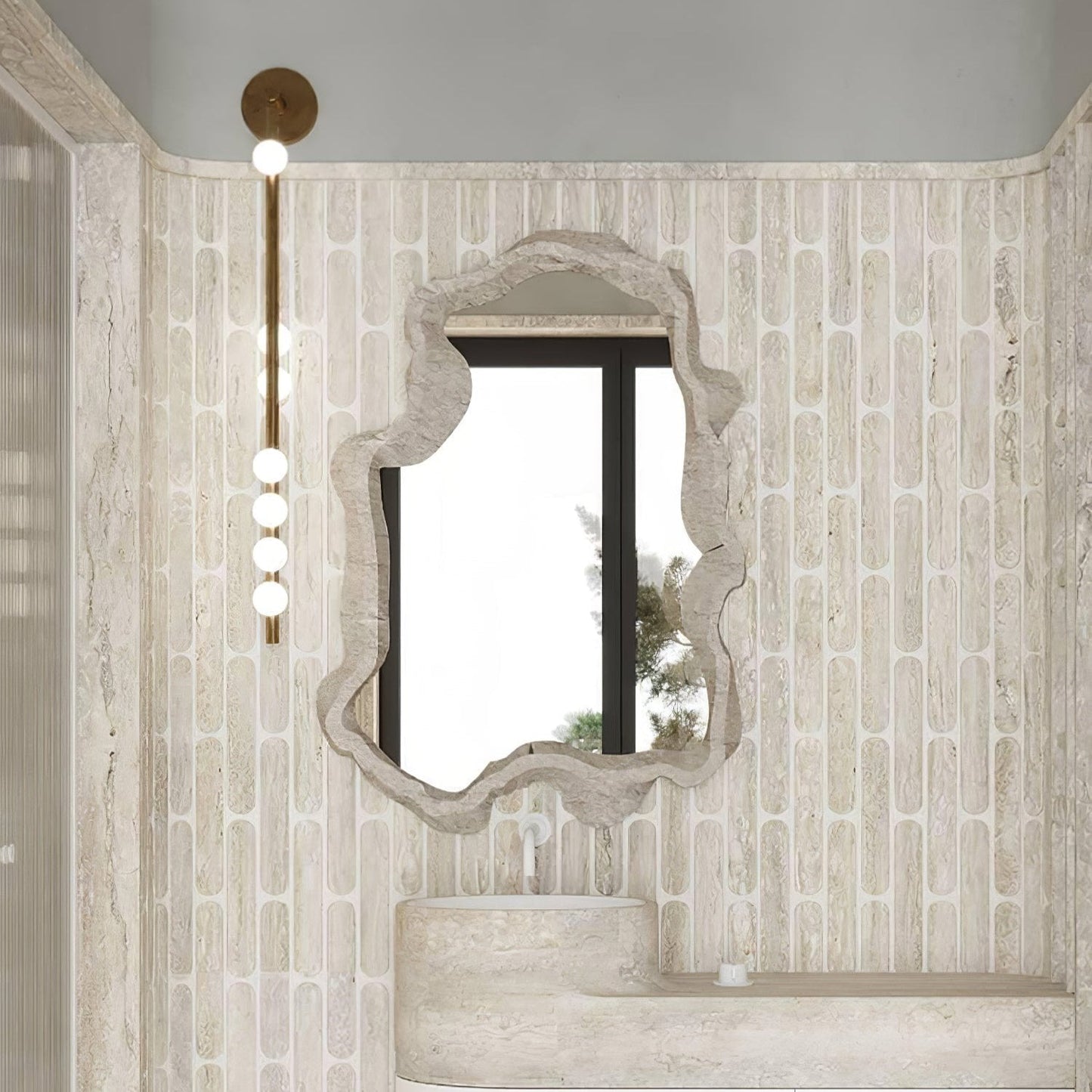 Brass Glass Tube Wall Light - 7 Heads A Φ 4.7 x H 39.4 Brass, Hardwired Wall Sconce, detail 10
