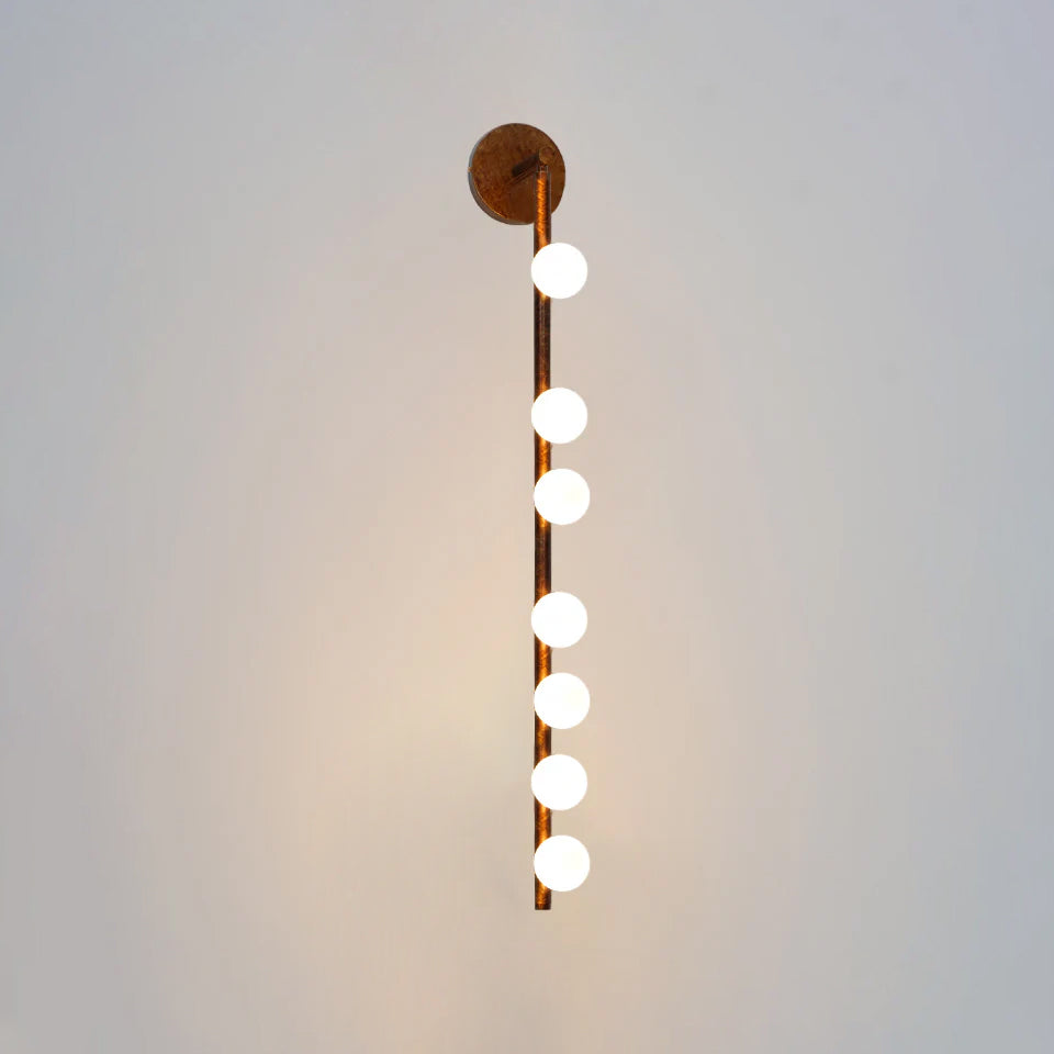 Brass Glass Tube Wall Light - 7 Heads A Φ 4.7 x H 39.4 Brass, Hardwired Wall Sconce, detail 89