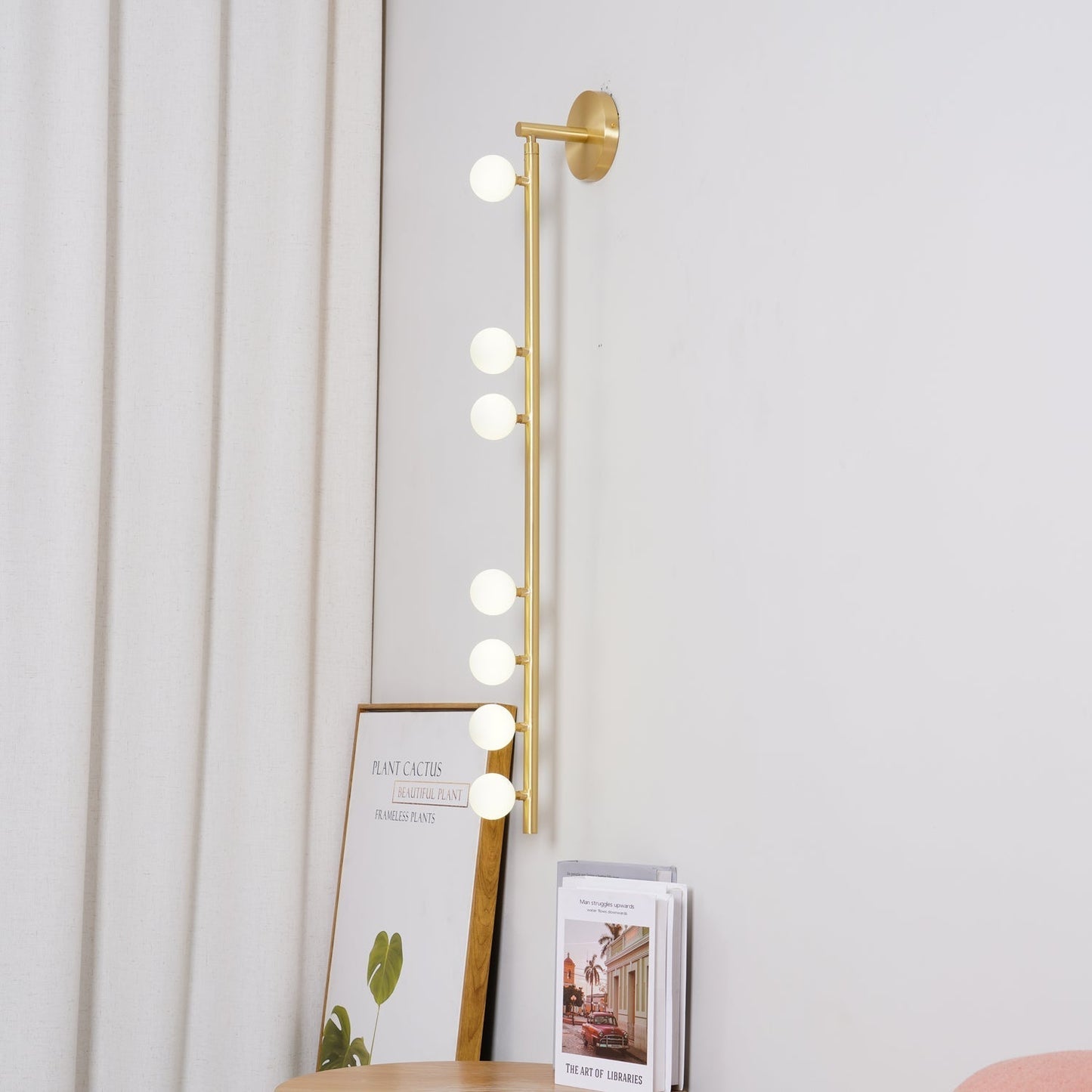 Brass Glass Tube Wall Light - 7 Heads A Φ 4.7 x H 39.4 Brass, Hardwired Wall Sconce, detail 17