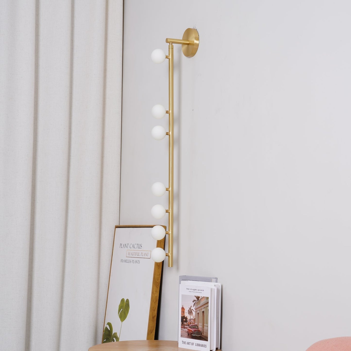 Brass Glass Tube Wall Light - 7 Heads A Φ 4.7 x H 39.4 Brass, Hardwired Wall Sconce, detail 23