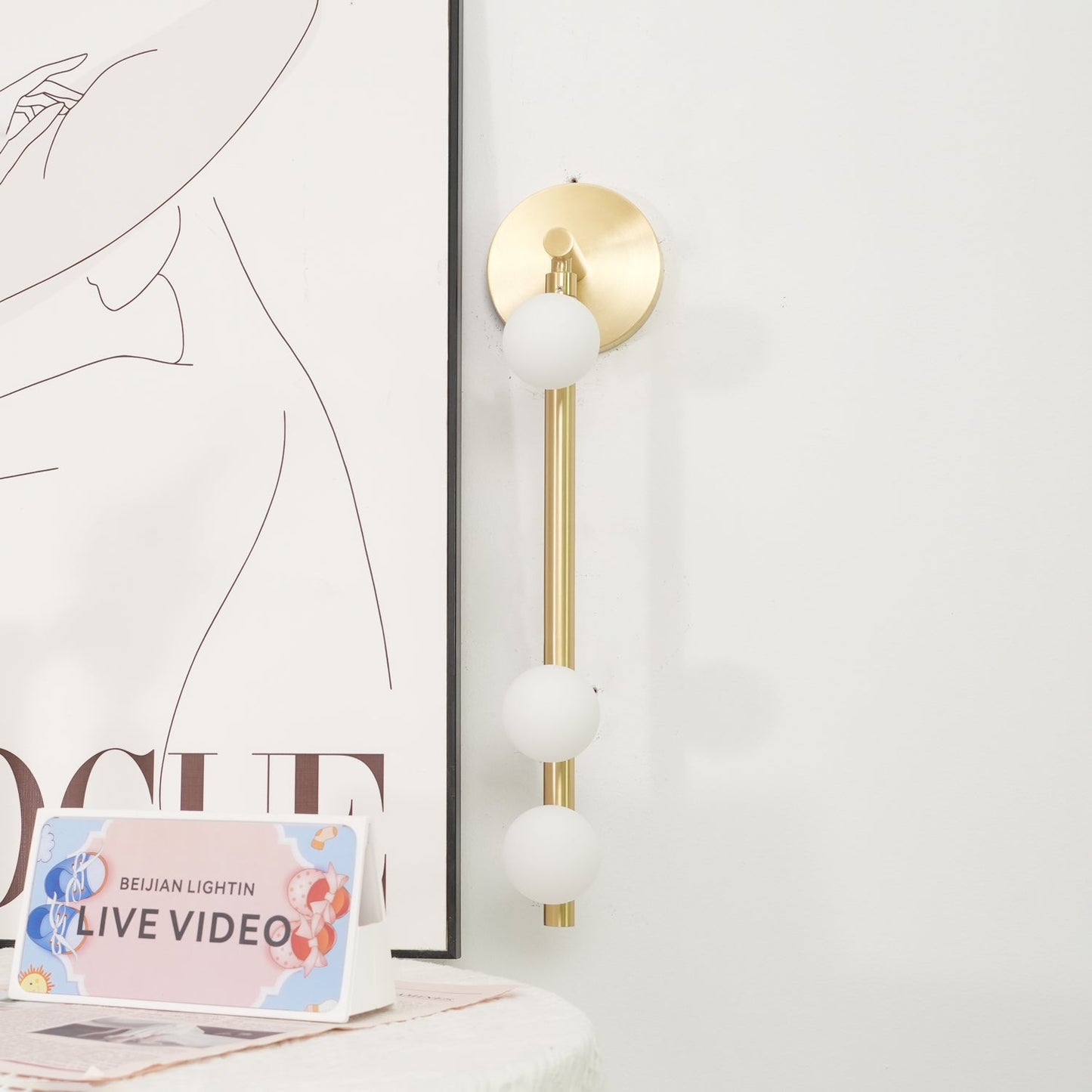 Brass Glass Tube Wall Light - 7 Heads A Φ 4.7 x H 39.4 Brass, Hardwired Wall Sconce, detail 49