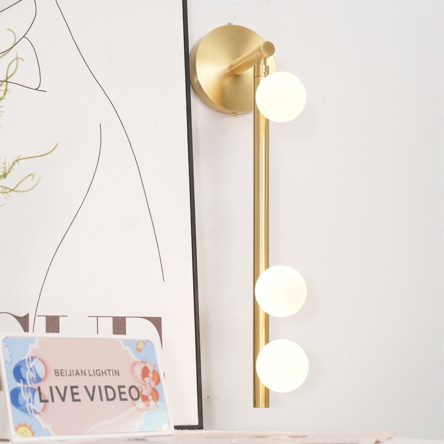 Brass Glass Tube Wall Light - 7 Heads A Φ 4.7 x H 39.4 Brass, Hardwired Wall Sconce, detail 51