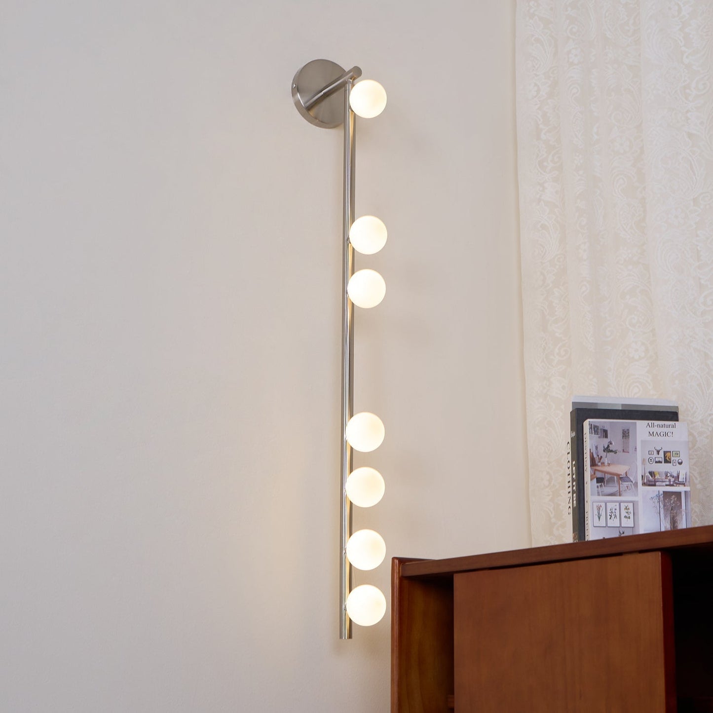 Brass Glass Tube Wall Light - 7 Heads A Φ 4.7 x H 39.4 Brass, Hardwired Wall Sconce, detail 20