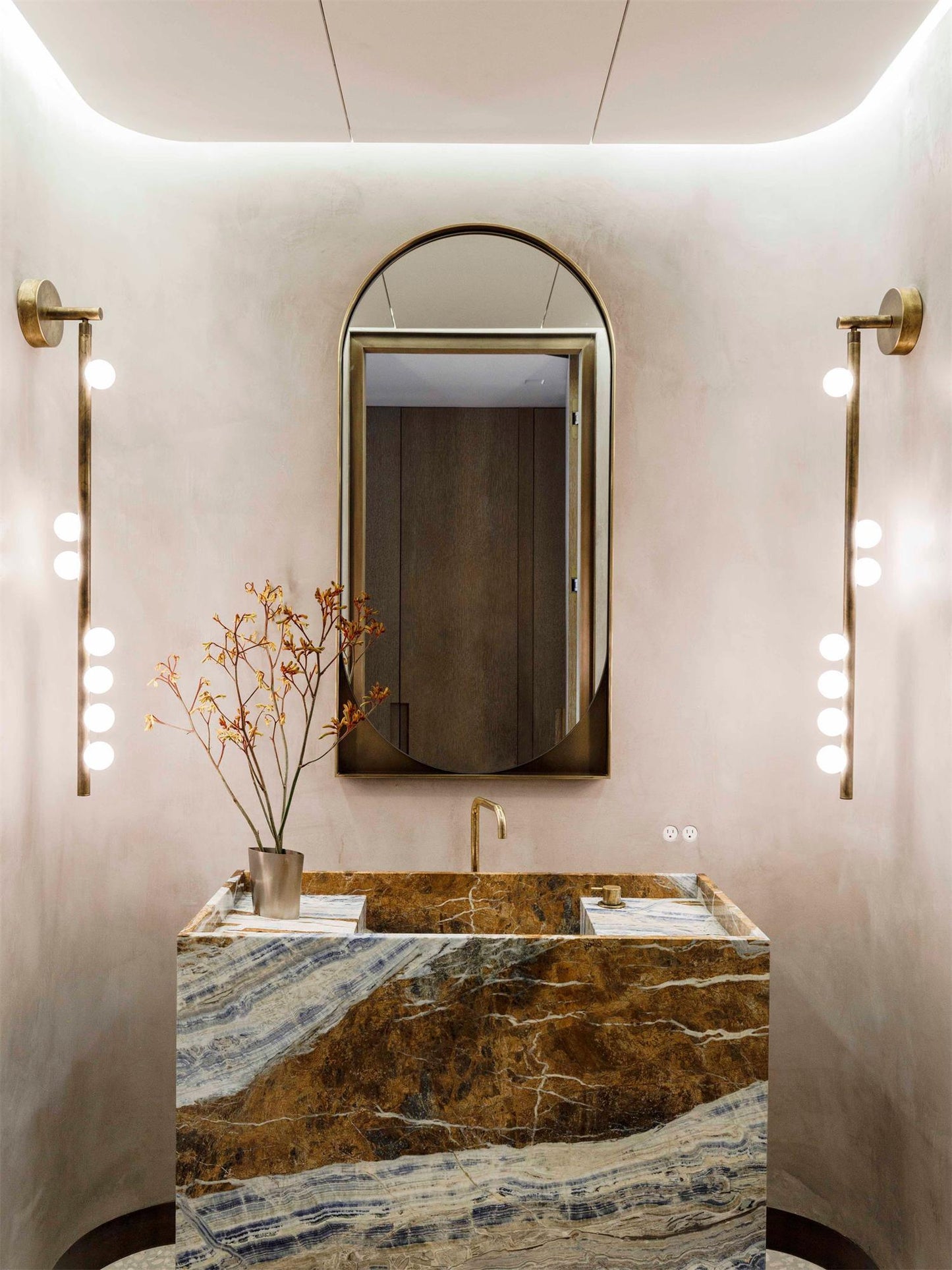 Brass Glass Tube Wall Light - 7 Heads A Φ 4.7 x H 39.4 Brass, Hardwired Wall Sconce, detail 14