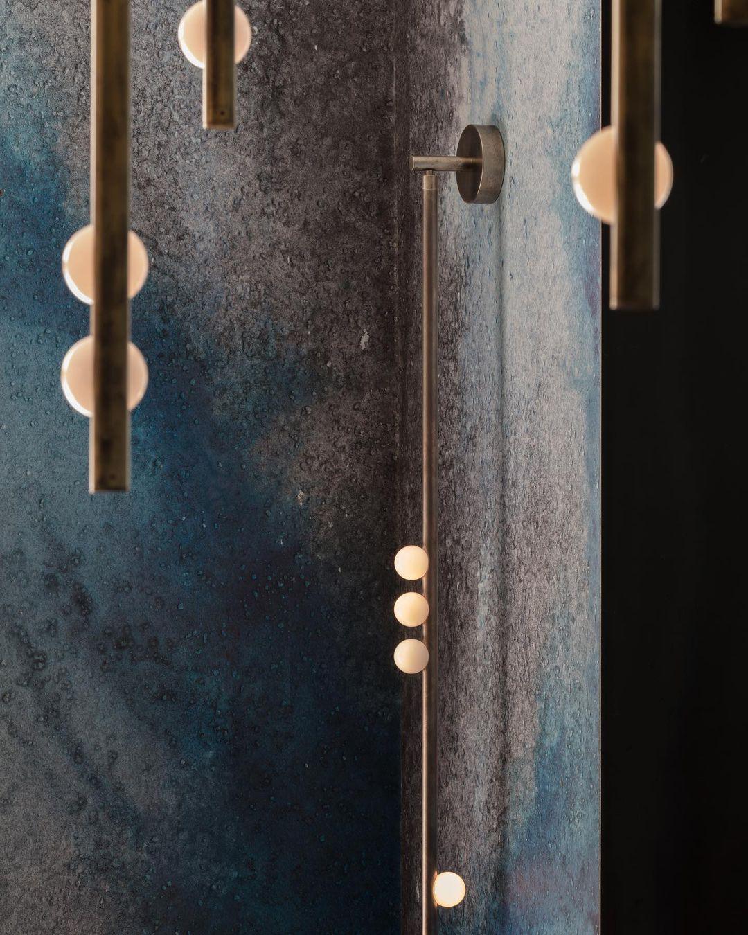 Brass Glass Tube Wall Light - 7 Heads A Φ 4.7 x H 39.4 Brass, Hardwired Wall Sconce, detail 42