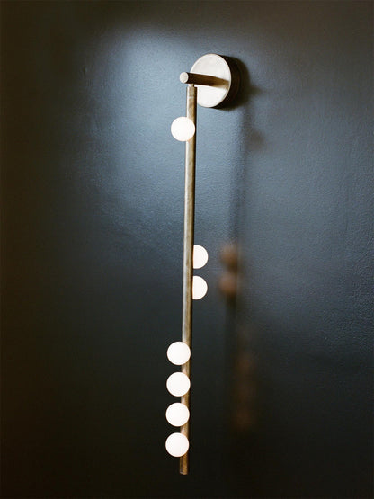 Brass Glass Tube Wall Light - 7 Heads A Φ 4.7 x H 39.4 Brass, Hardwired Wall Sconce, detail 43