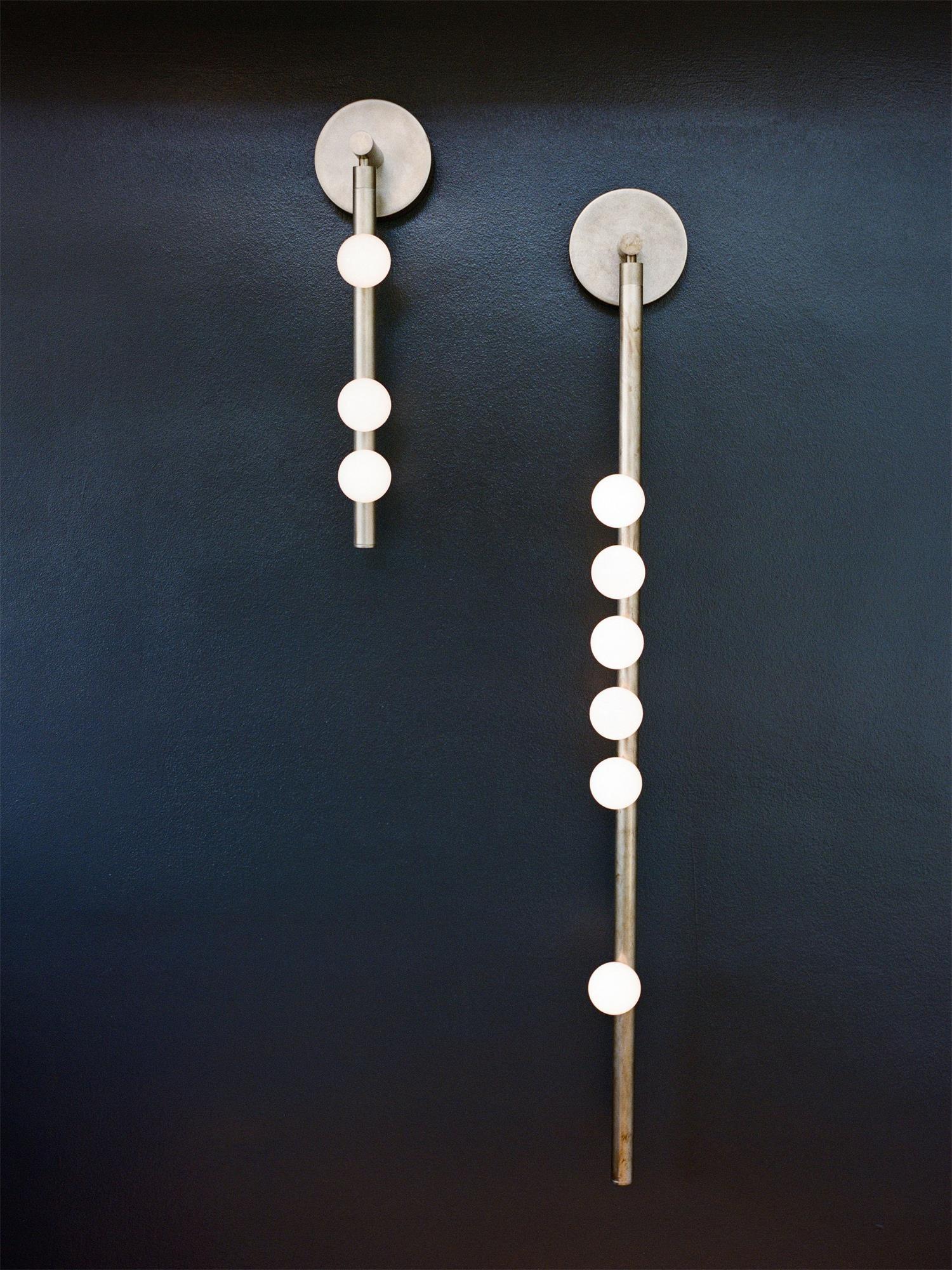 Brass Glass Tube Wall Light - 7 Heads A Φ 4.7 x H 39.4 Brass, Hardwired Wall Sconce, detail 44