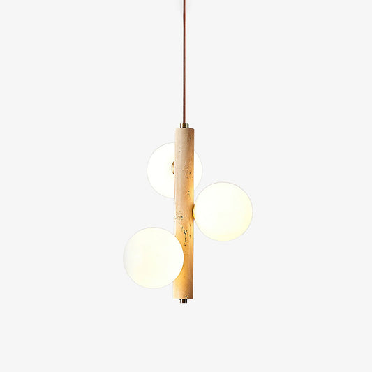 Ball Spheres Travertine Pendant Lamp 9.8 in Dia - Tianguang Alabaster Lighting