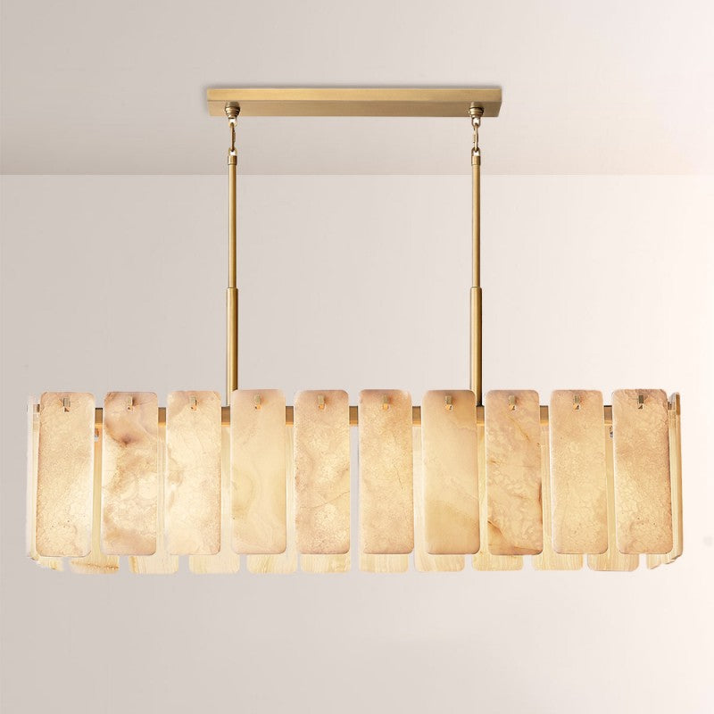 Belamet Alabaster Rectangular Chandelier 60"L - Tianguang Alabaster Lighting