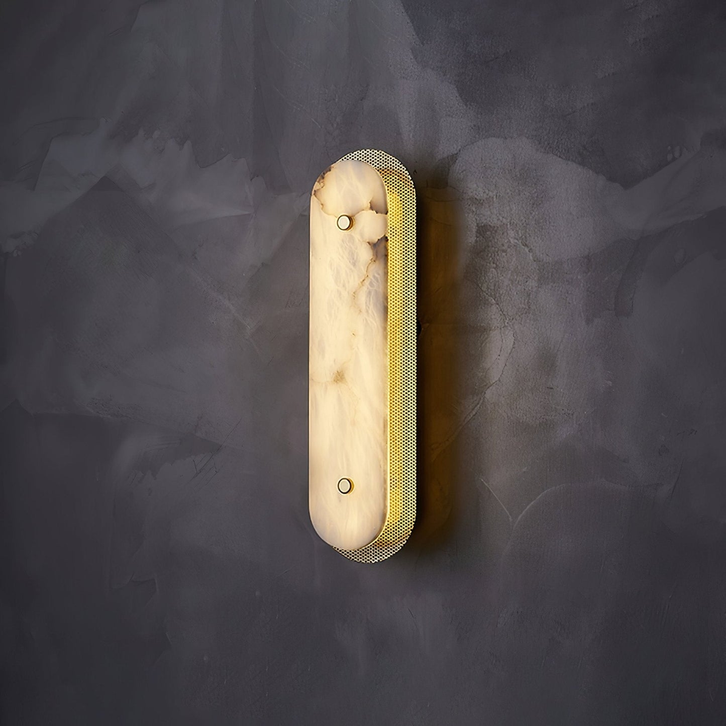 Calyxon Alabaster Wall Light - Dia 10cm x H 40cm Metal, Hardwired Wall Sconce
