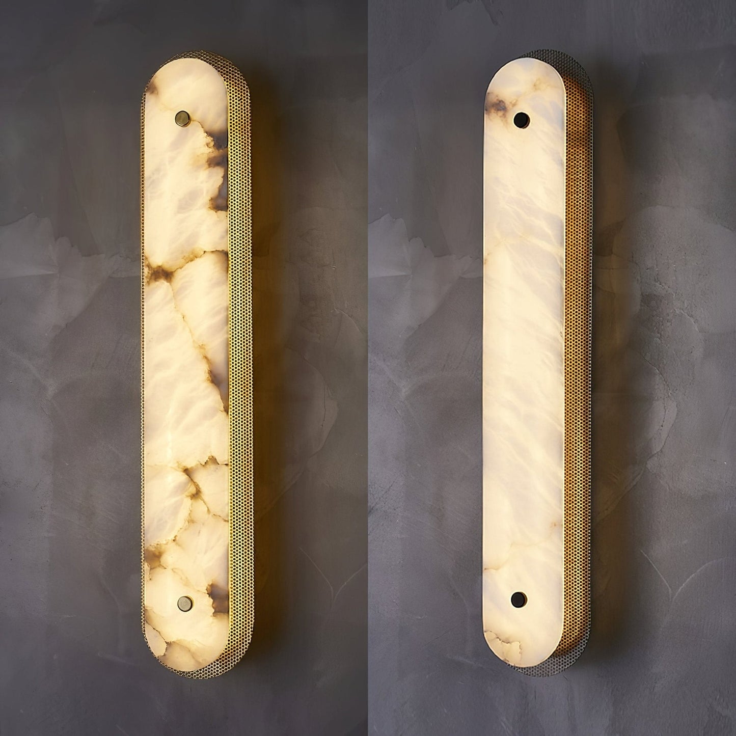 Calyxon Alabaster Wall Light - Dia 10cm x H 40cm Metal, Hardwired Wall Sconce, detail 5