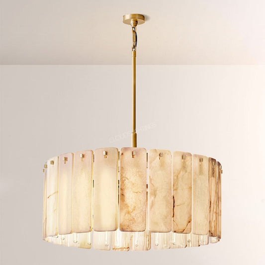 Belamet Alabaster Round Chandelier 36"D - Tianguang Alabaster Lighting