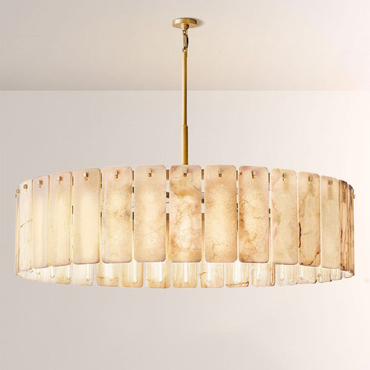 Belamet Alabaster Round Chandelier 60"D - Tianguang Alabaster Lighting