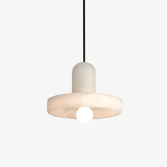 Carrara Alabaster Pendant Lamp 18 cm Dia White Alabaster - Tianguang Alabaster Lighting