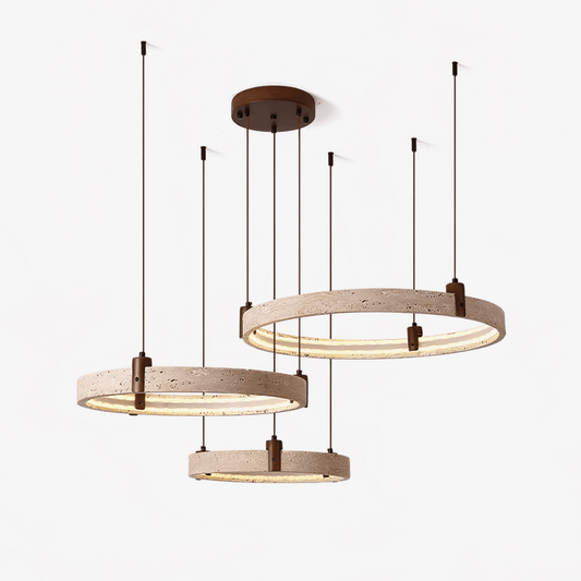 Celestial Orbit Travertine Chandelier 15.4 in Dia - Tianguang Alabaster Lighting