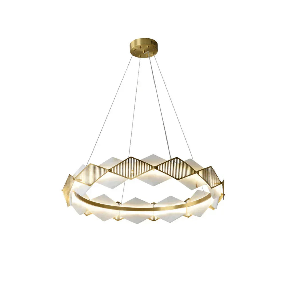 Circular Rote Alabaster Diamond Chandelier - Tianguang Alabaster Lighting