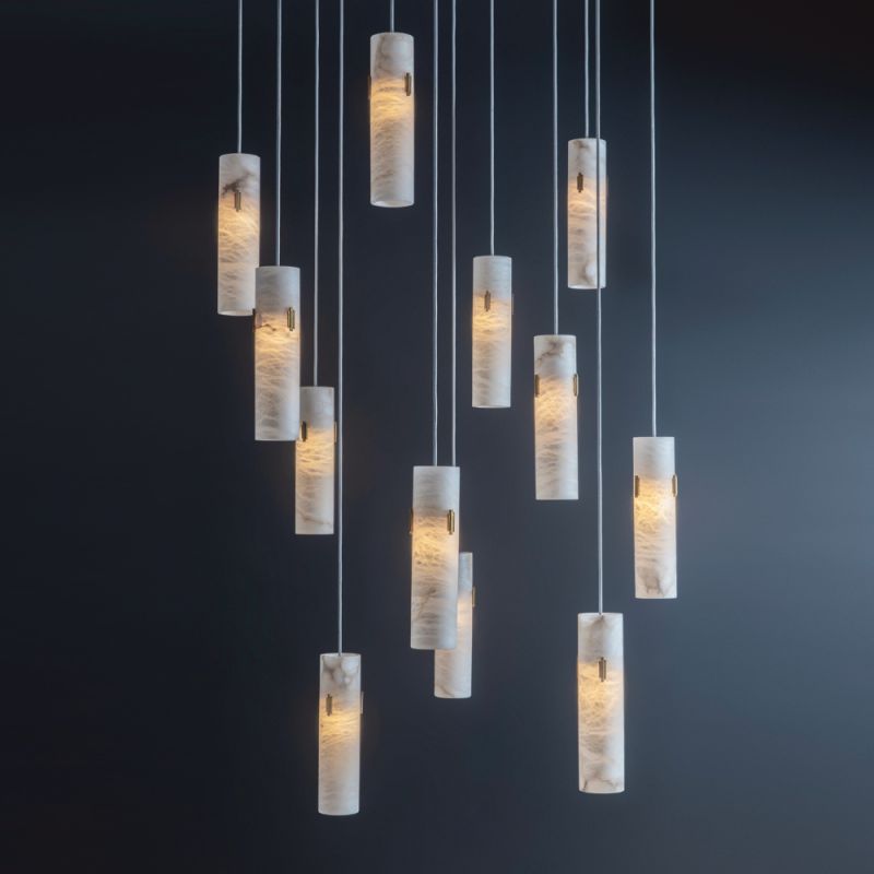 Alabaster Deco 12-light Cluster Chandelier - Tianguang Alabaster Lighting