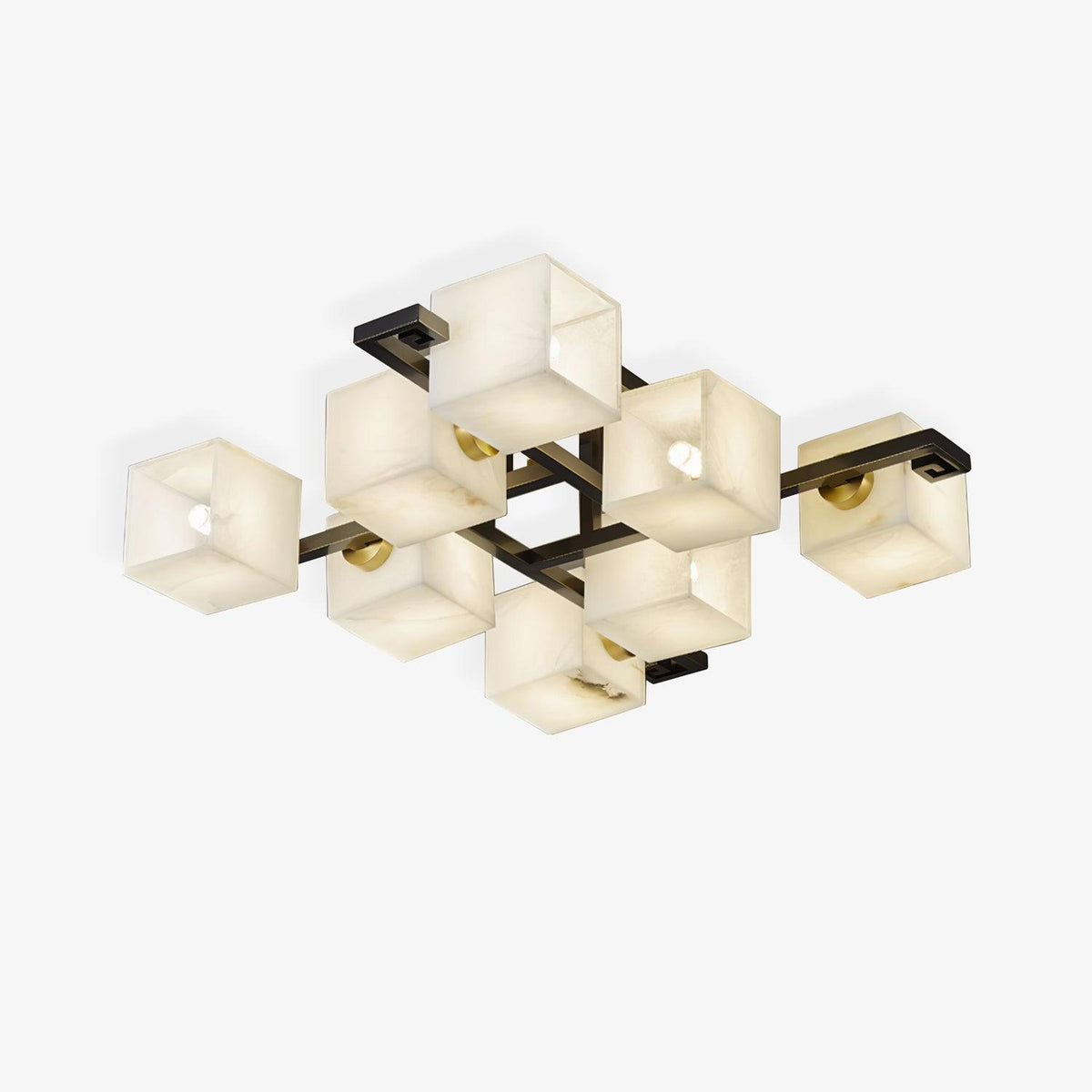 Cubist Alabaster Cluster Ceiling Lamp Ceiling Light 69 cm W x 21 cm H White - Tianguang Alabaster Lighting