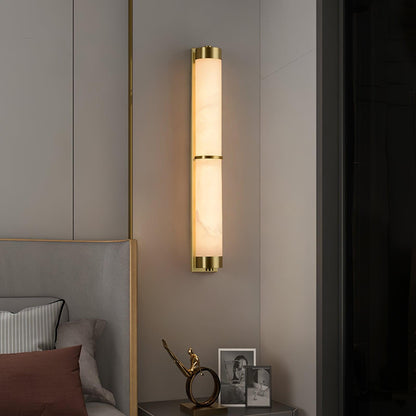 Cylindra Alabaster Brass Wall Light, Hardwired Wall Sconce, detail 3