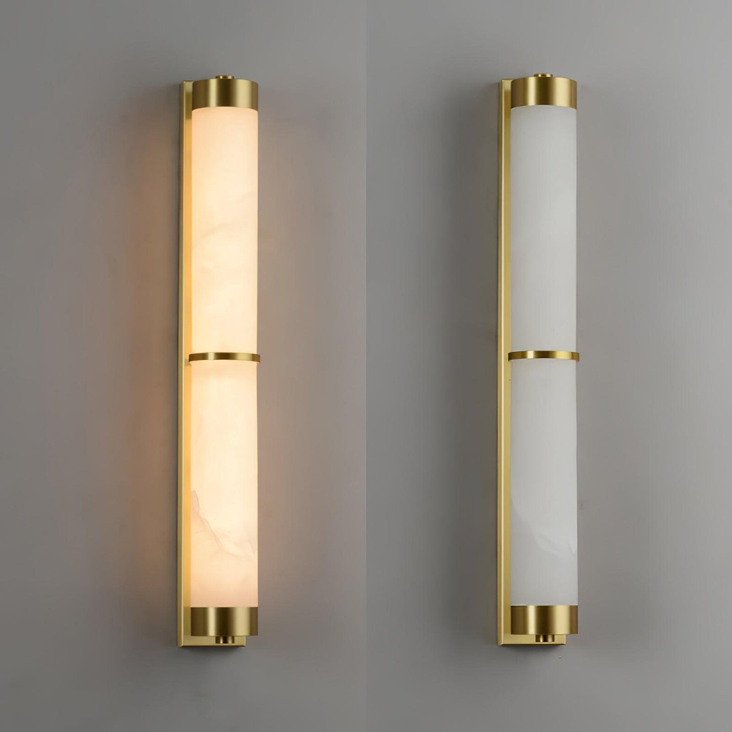 Cylindra Alabaster Brass Wall Light, Hardwired Wall Sconce, detail 19