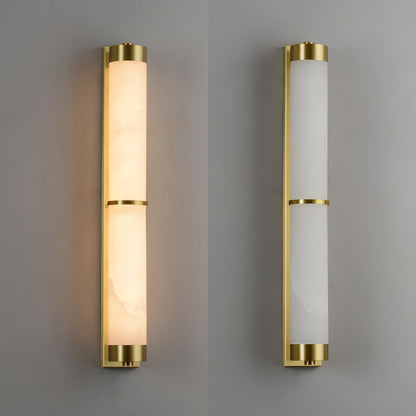 Cylindra Alabaster Brass Wall Light, Hardwired Wall Sconce, detail 19
