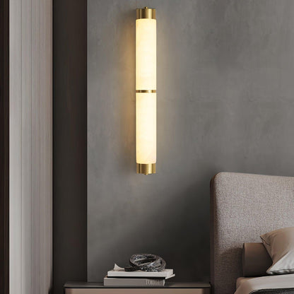 Cylindra Alabaster Brass Wall Light, Hardwired Wall Sconce, detail 12
