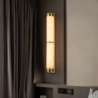 Cylindra Alabaster Brass Wall Light, Hardwired Wall Sconce, detail 6