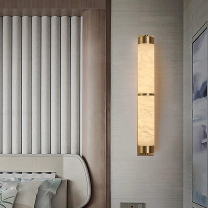 Cylindra Alabaster Brass Wall Light, Hardwired Wall Sconce, detail 9