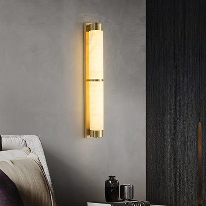 Cylindra Alabaster Brass Wall Light, Hardwired Wall Sconce, detail 7