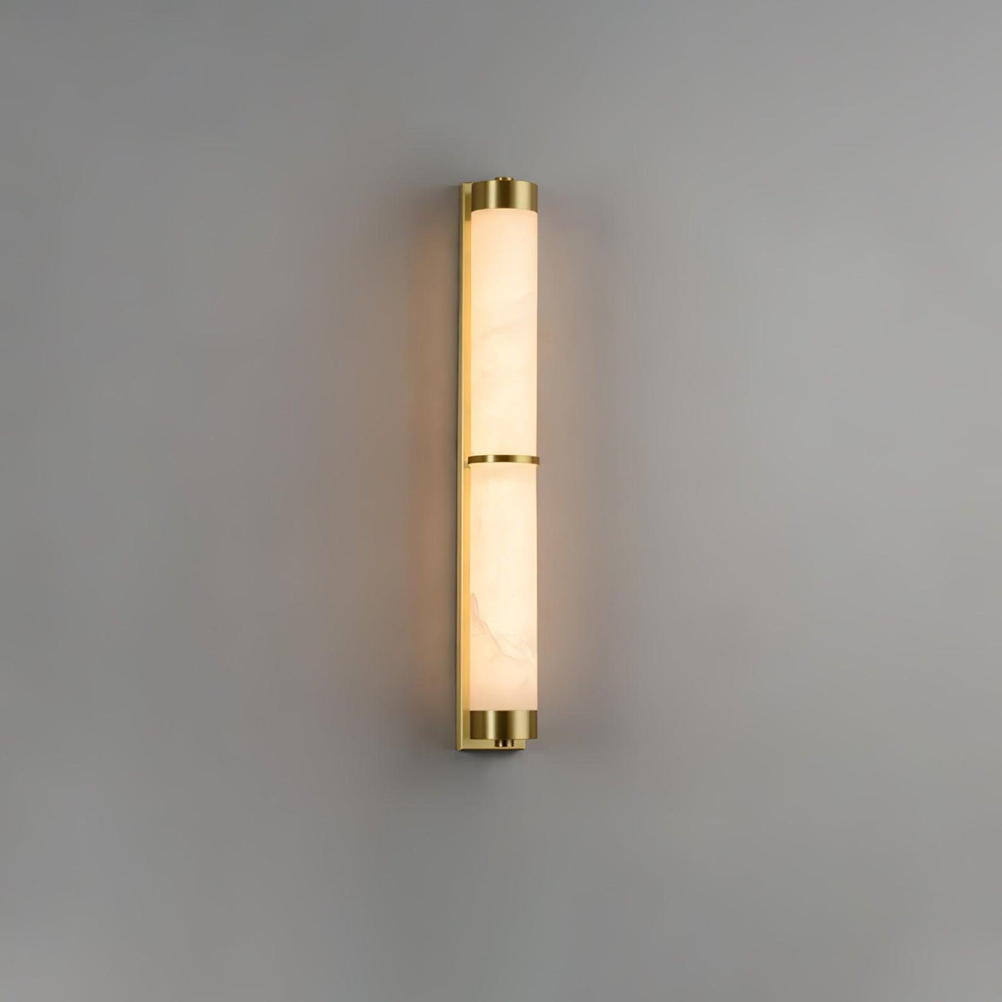 Cylindra Alabaster Brass Wall Light, Hardwired Wall Sconce, Model A: ∅ 8cm x H 60cm