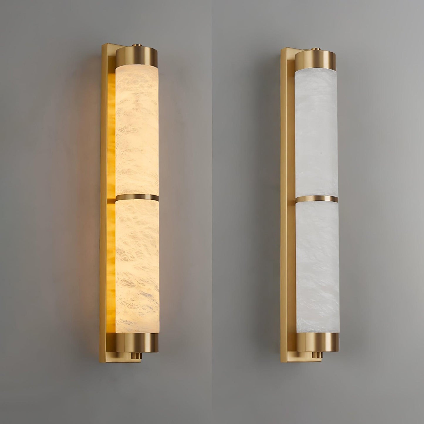 Cylindra Alabaster Brass Wall Light, Hardwired Wall Sconce, detail 22