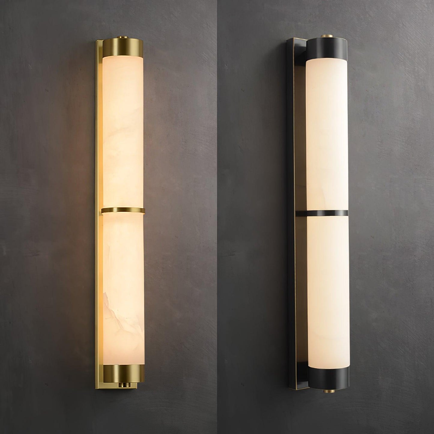 Cylindra Alabaster Brass Wall Light, Hardwired Wall Sconce, detail 23