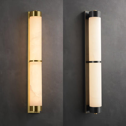Cylindra Alabaster Brass Wall Light, Hardwired Wall Sconce, detail 23