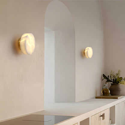 Cylindrical Alabaster Wall Light, Hardwired Wall Sconce, detail 16