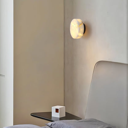 Cylindrical Alabaster Wall Light, Hardwired Wall Sconce, detail 12