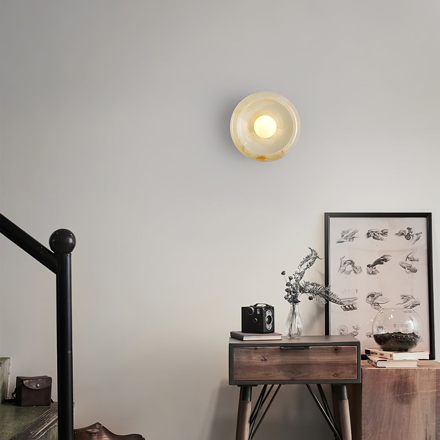 Eclipse Jade Wall Light, Hardwired Wall Sconce, detail 8
