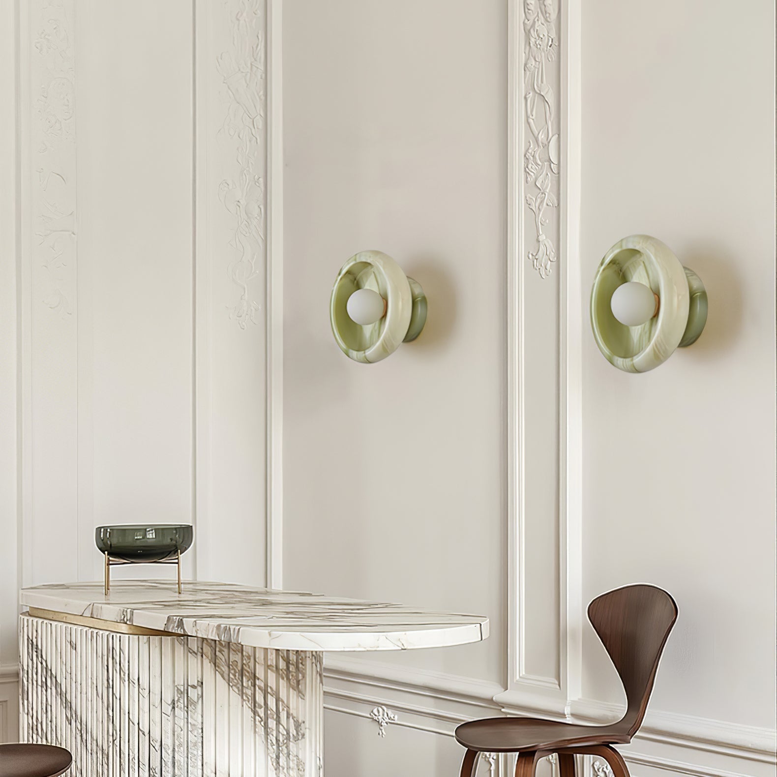 Eclipse Jade Wall Light, Hardwired Wall Sconce, detail 12